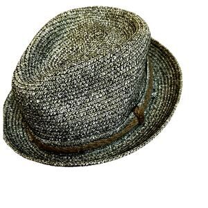 PETER GRIMM Mens Fedora Hat Paper Black Speckle Vacation Hipster Retro Packable